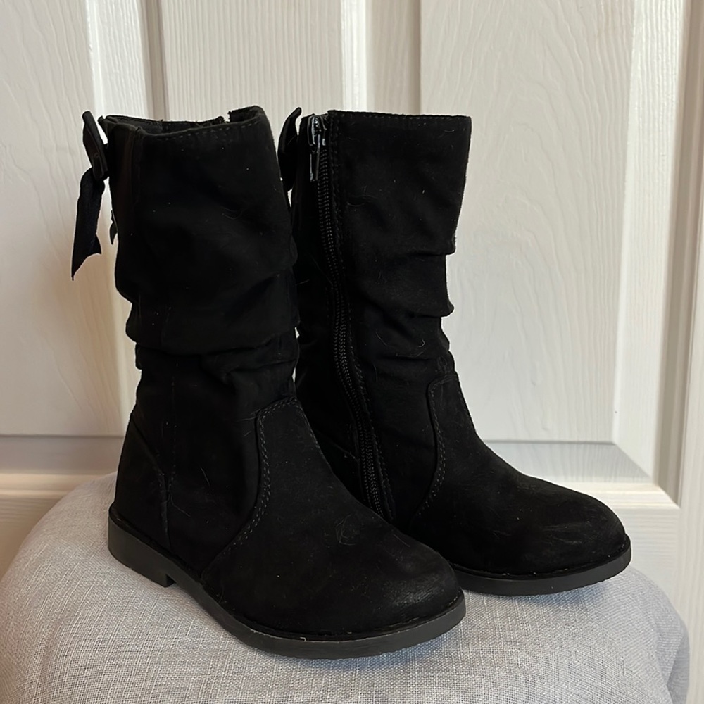 Black Suede Boots w/ Bow